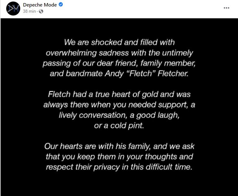 RIP Andy Fletcher